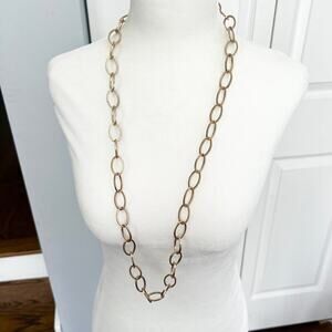 RJ Graziano Signed Gold Tone Link Long Sophisticated Elegant Chic Necklace